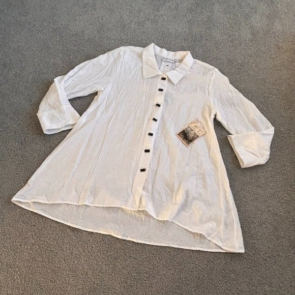 Habitat Tops - Habitat Crinkle Knit Fabric Tent Blouse in White NWT SMALL      - 1C833